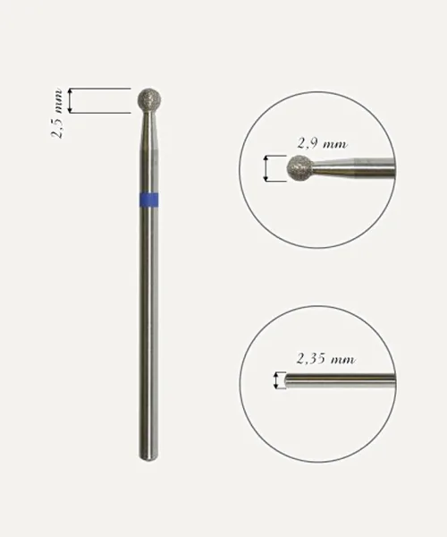 Fresa de diamante forma redonda grano medio 2,9mm de Fresas de manicura