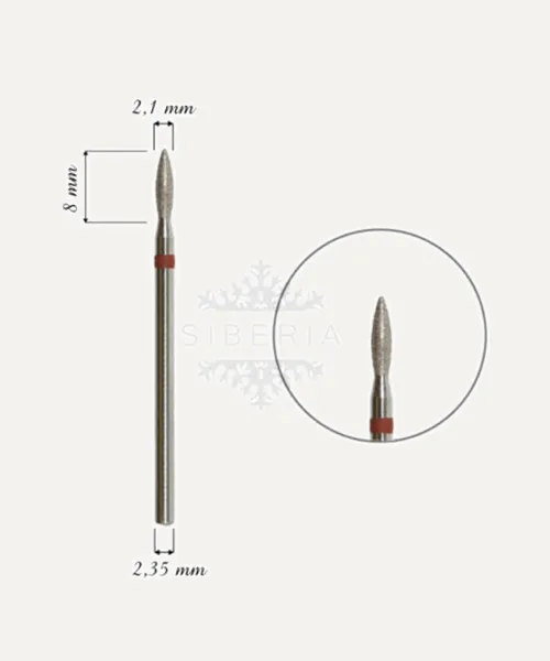 Fresa de diamante, forma de llama fina, grano fino. 2,1mm de Fresas de manicura