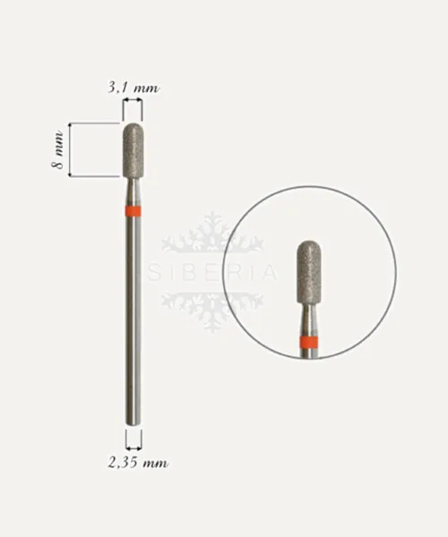 Fresa de diamante, forma de bala, grano fino, 3,1mm de Fresas de manicura