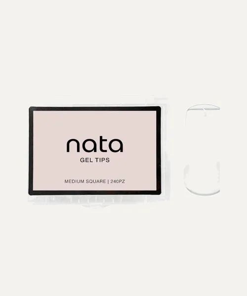 Gel tips PRESS ON, forma cuadrada tamaño mediano de Nata